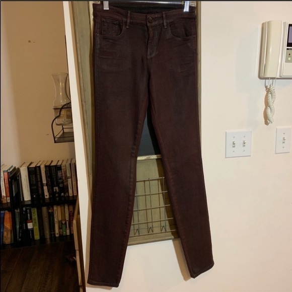 Habitual Eve High Rise Coated Skinny Jeans Burgundy Size 27 - Picture 4 of 5